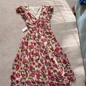 Floral Maxi Dress in Pink and Cream